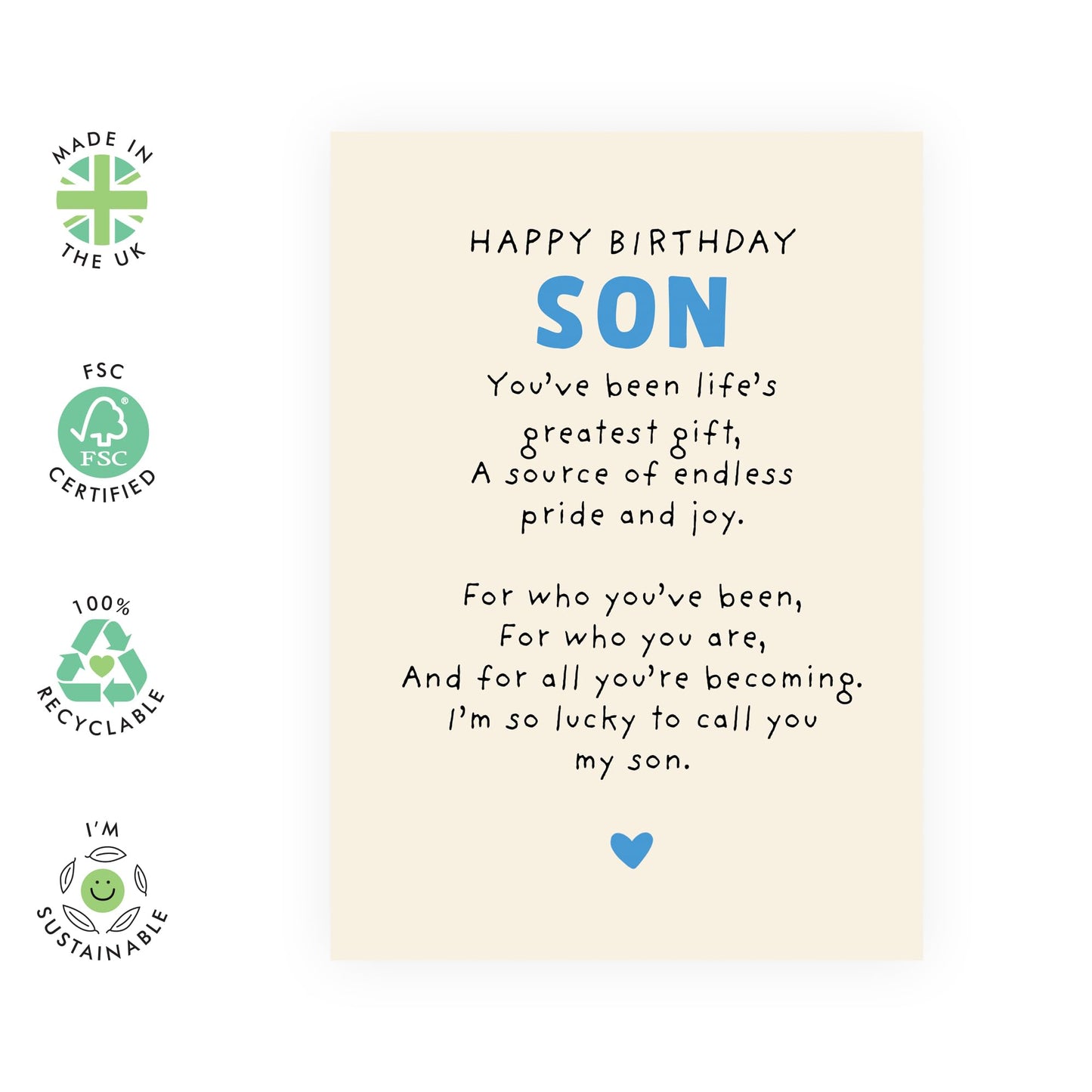 Happy Birthday Card for Son – Sentimental Greeting Card for Him, Men,Teenager, Adult, Boys– Heartfelt and Thoughtful Message from Mum and Dad - Comes with Fun Stickers