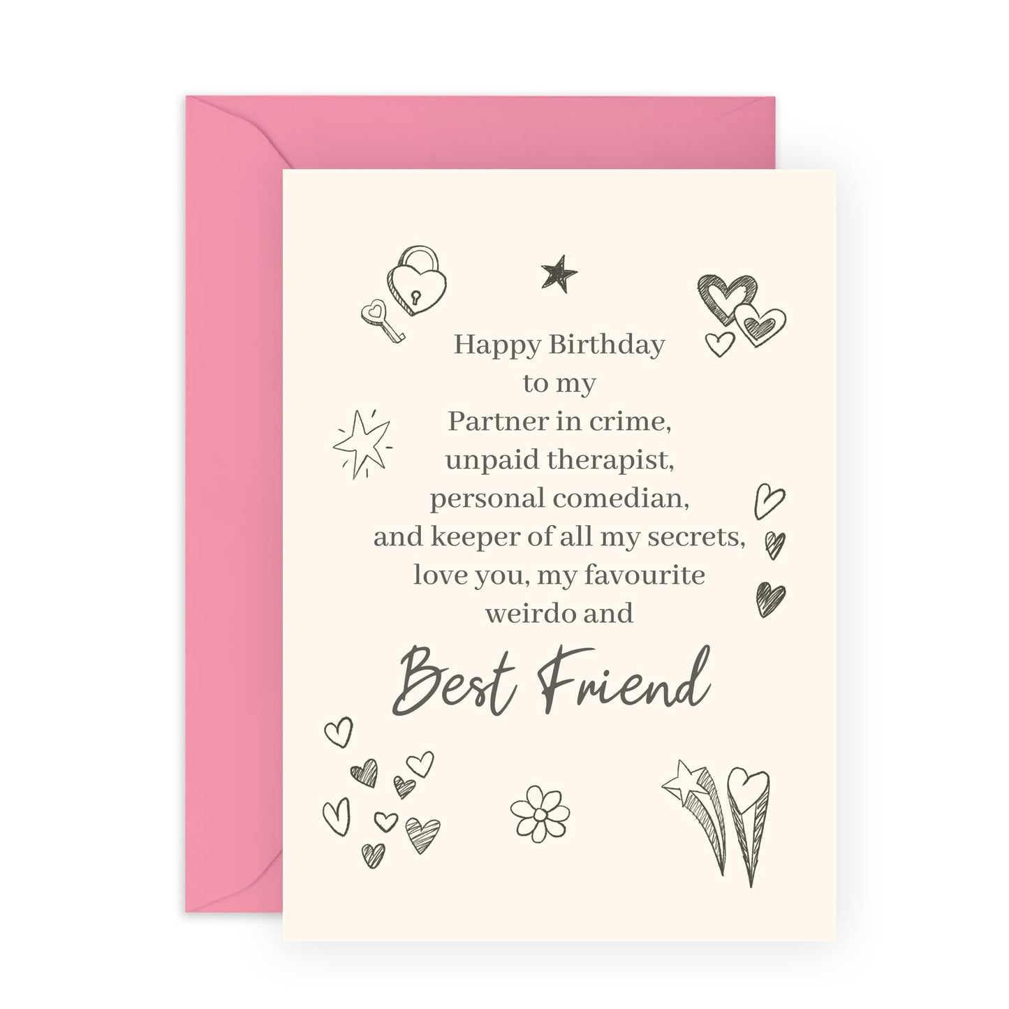 BFF Greeting Card For Her - 'Best Friend Birthday Card - Gifts for Besties, Girlfriends, Her, Sis, Ladies, Women - Celebrating Friendship - Comes with Fun Stickers