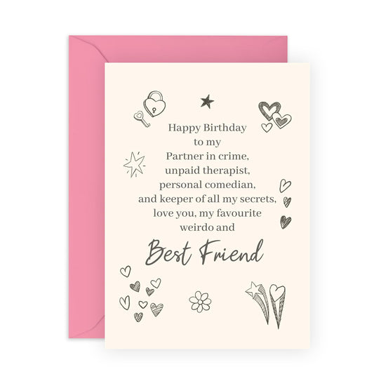 BFF Greeting Card For Her - 'Best Friend Birthday Card - Gifts for Besties, Girlfriends, Her, Sis, Ladies, Women - Celebrating Friendship - Comes with Fun Stickers
