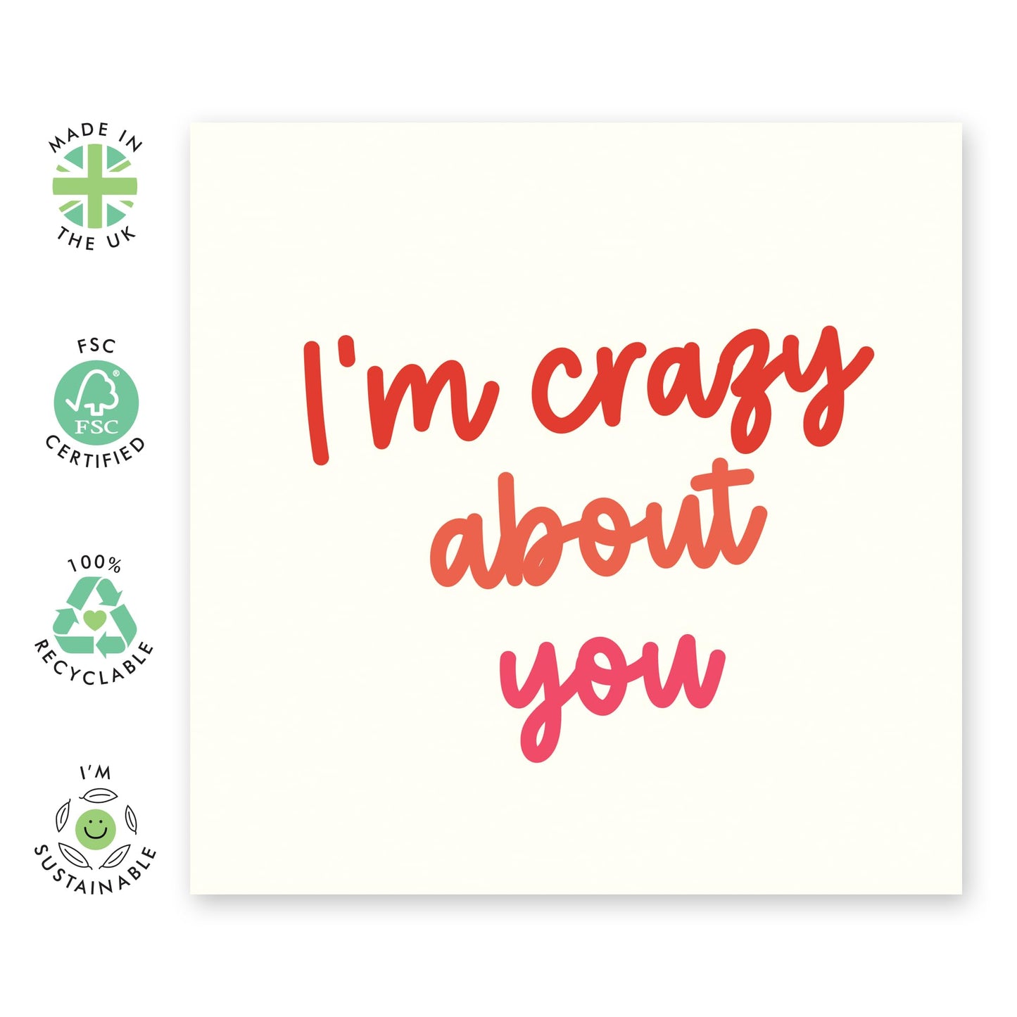 Valentines Day Card Girlfriend Boyfriend - I'm Crazy About You - Anniversary Card Couple Fiance - Husband Wife Greeting Cards - Love Cards For Him Her - Comes With Stickers By Central 23