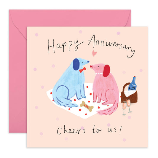 Anniversary Card - 'DOG PICNIC ANNIVERSARY' - Perfect for Celebrating with a Fun Twist - Ideal for Adding a Playful Touch to Your Special Day with a Picnic Theme - Comes With Stickers By Central 23