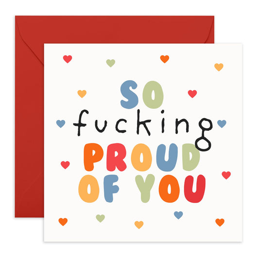 Cheering Up Greeting Card - 'So F*cking Proud Of You' - Gifts for Colleagues, Co-workers, Son, Daughter, Niece, Nephew, Family, Relatives, Students - Go Go Go - Comes with Fun Stickers