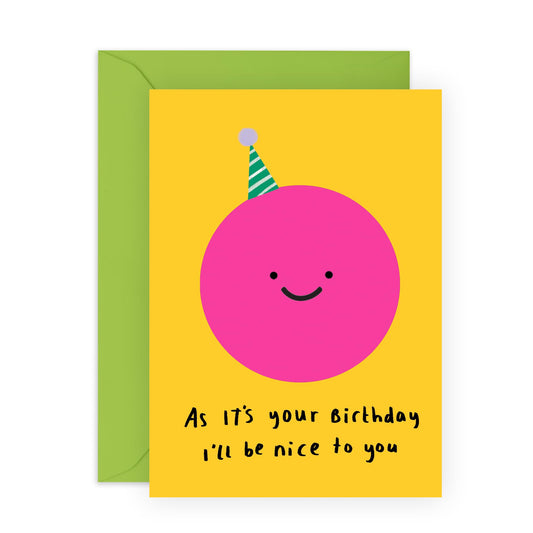 Playful Greeting Card - 'SMILEY NICE TO U' - Perfect for Adding a Hint of Sarcasm and Fun to Any Occasion - Ideal for Friends and Loved Ones with a Sense of Humor - Comes with Stickers by Central 23
