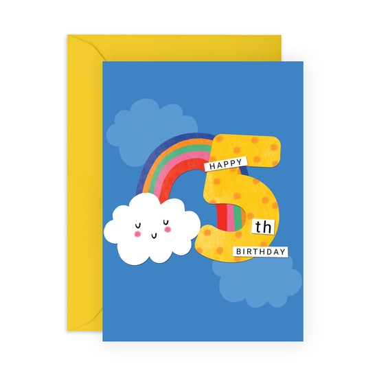 5th Birthday Cards For Girls - Happy Fifth Birthday Card For Kids - Rainbow Gifts For Daughter Granddaughter Goddaughter Age Five - Baby Girl - Comes With Fun Stickers - By Central 23