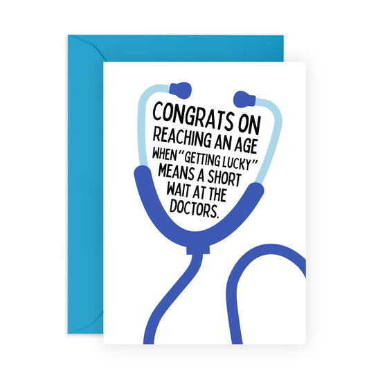Greeting Card - 'SHORT WAIT AT THE DOCTOR'S!' - Perfect for Adding a Light-Hearted Touch to Medical Visits - Ideal for Friends and Family Who Enjoy a Good Laugh - Comes With Stickers By Central 23