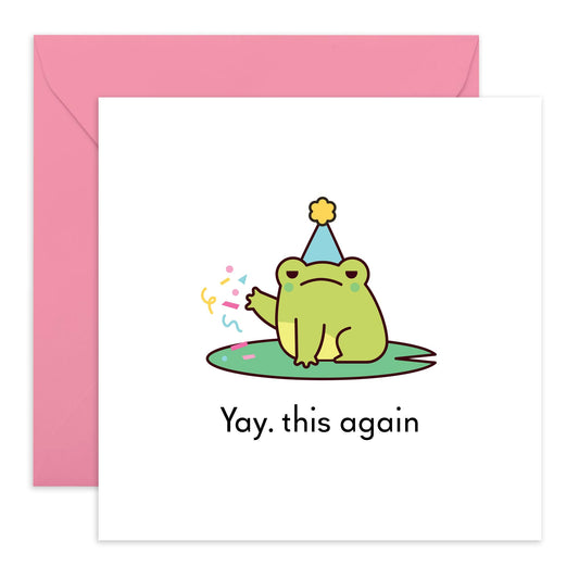 Birthday Card Frog With A Hat - 'Yay This Again Froggo' - Gifts for Bestie, Coworkers, Sister, Girls - Party Ready - Comes with Fun Stickers
