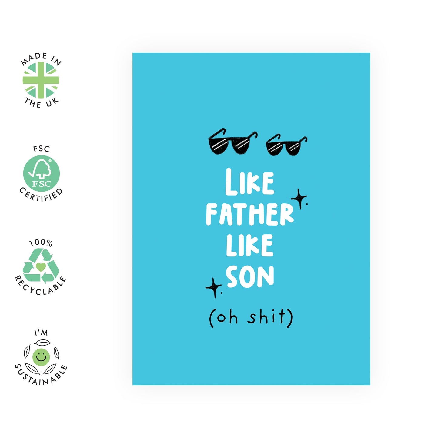 Son Birthday Card - Like Father Like Son - Fathers Day Card For Dad - Humorous Birthday Cards For Men - Gifts For Him - Comes With Stickers - By Central 23