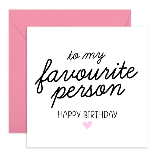 Birthday Cards For Husband Wife - To My Favourite Person - Friends Birthday Card - Greeting Cards For Men Women - Boyfriend Girlfriend - Comes With Stickers - By Central 23