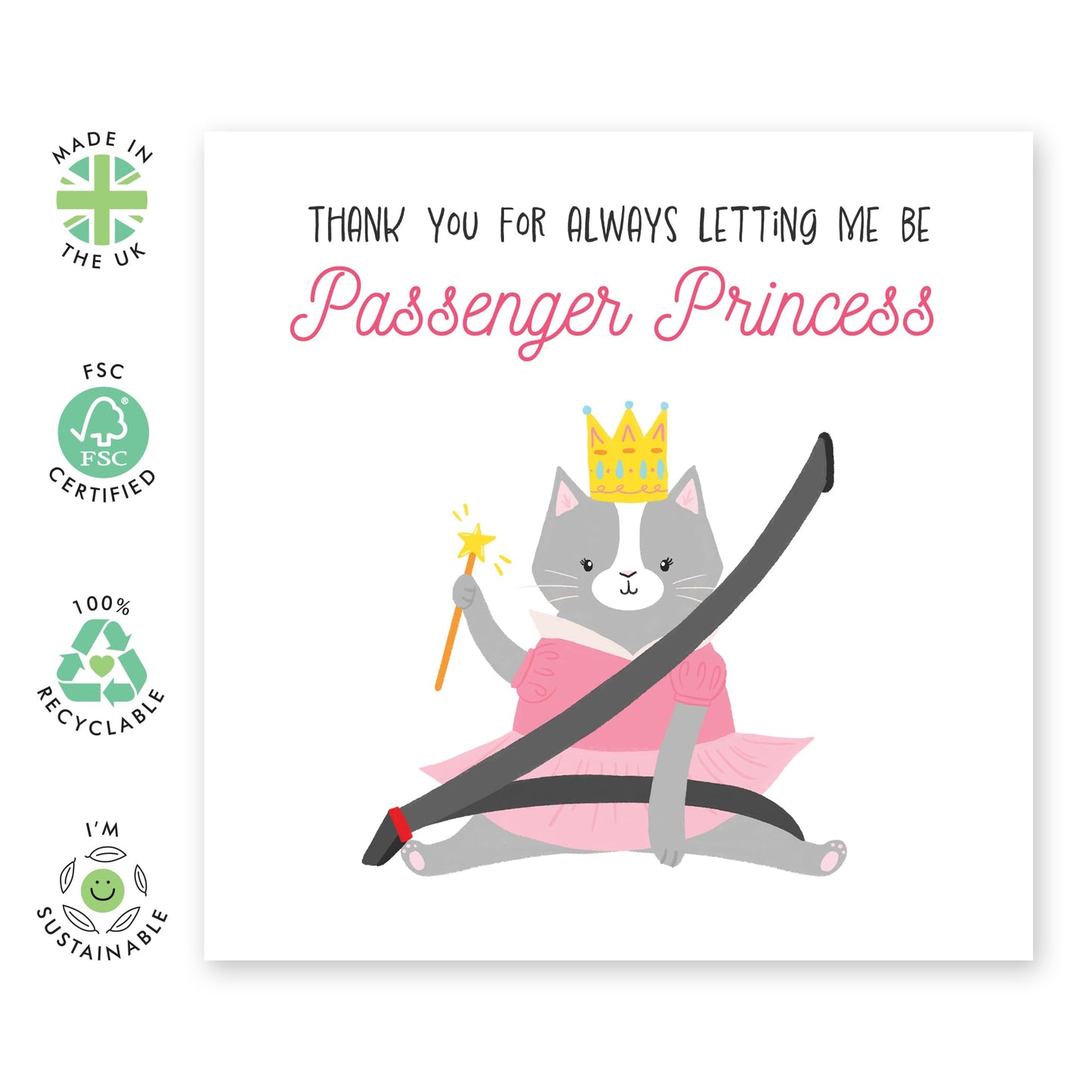 Cute Love & Anniversary Card from Wife or Girlfriend - 'Passenger Princess' - Gifts for Husband, Boyfriends, Him, Partner, Love, Darling, Babe, Sweetheart - Drive Me - Comes with Fun Stickers