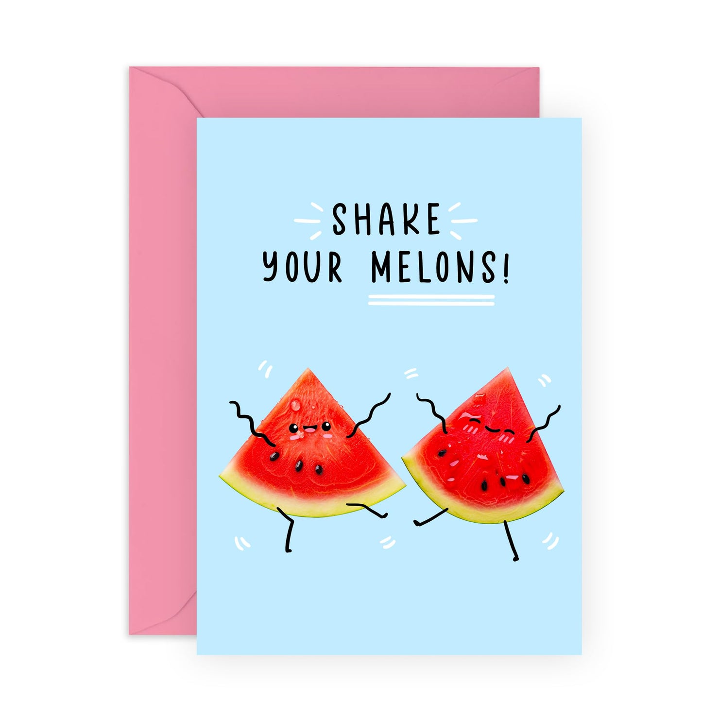 Greetings Cards Men Women - Shake Your Melons - Funny All Occasion For Mum Dad - Wife Husband Birthday Card Brother Sister - Best Friend - Comes With Fun Stickers - By Central 23