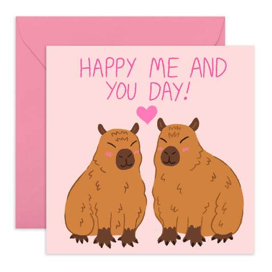 Greeting Card - 'ME AND YOU DAY CAPYBARA' - Perfect for Celebrating Special Moments with a Cute Capybara Design - Ideal for Partners Loved Ones, or Anyone Special - Comes with Stickers by Central 23