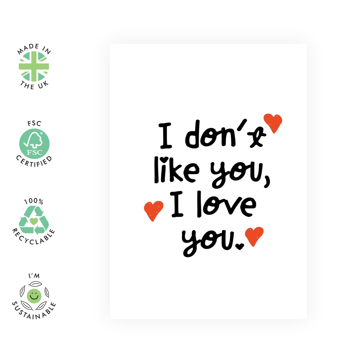 Anniversary Card For Couple - I Don't Like You, I Love You - Anniversary Cards For Husband Wife - For Boyfriend Girlfriend - Valentines Day Card For Partner - Comes With Stickers - By Central 23