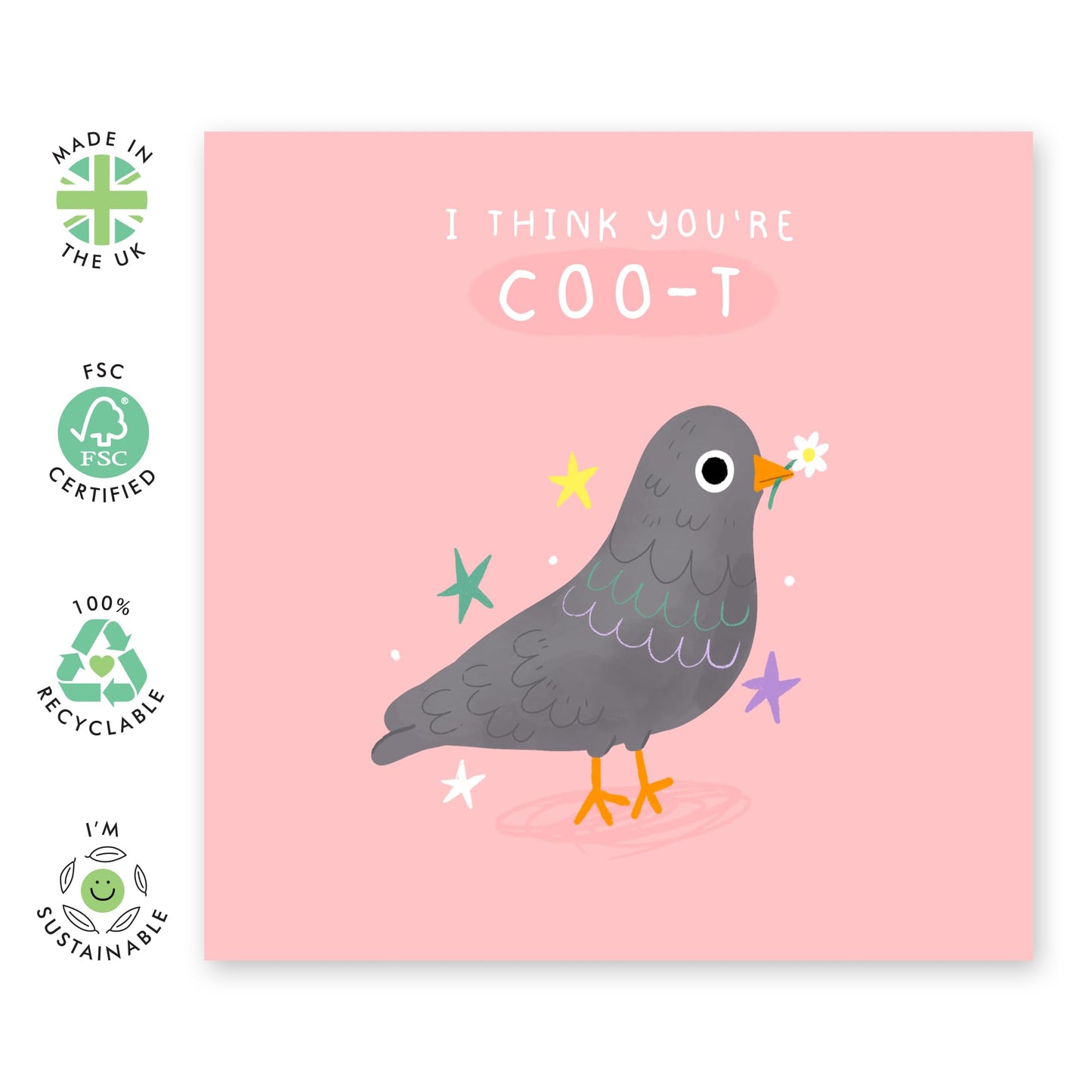 Birthday Card Bird - 'Pigeon Coo-T' - Gifts for Mates, Colleague, Co-worker, Friends, Best Friends, BFF, Brother, Bro, Boyfriend, Him, Oldies - Chirp Chirp - Comes with Fun Stickers