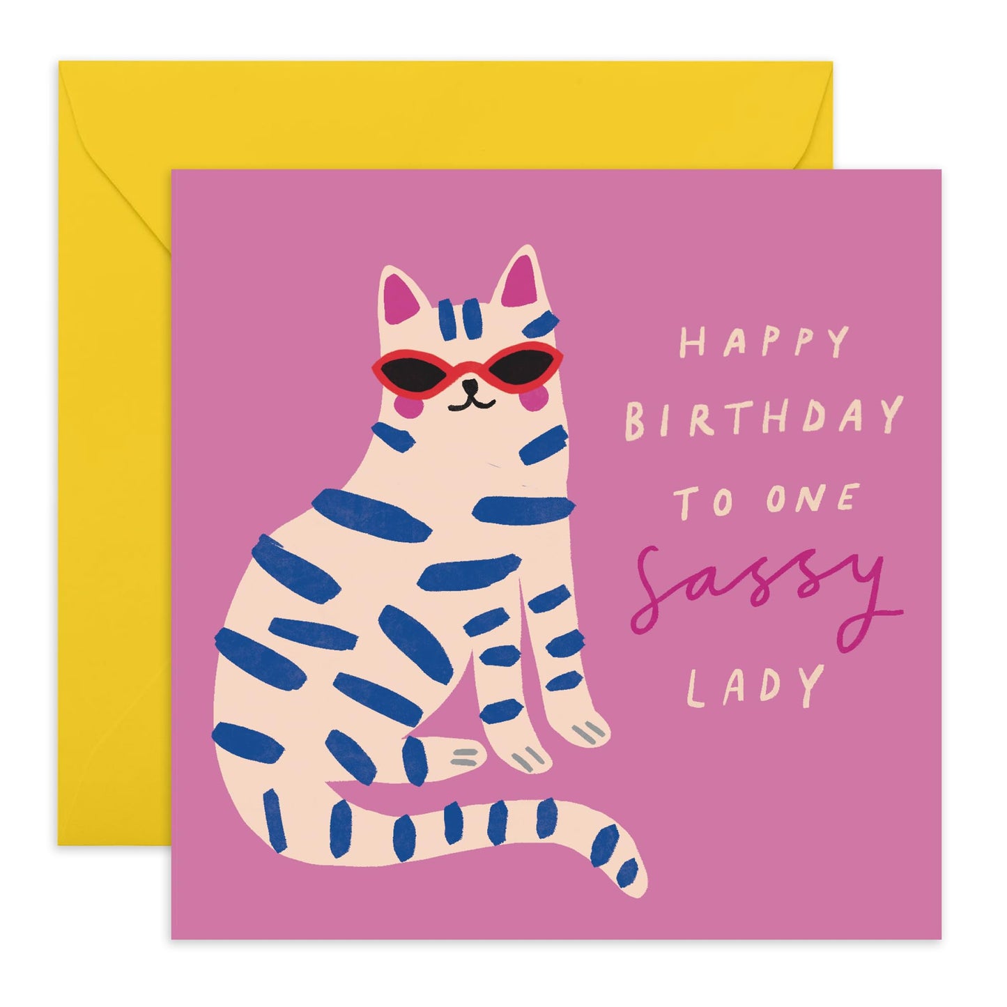 Bestie's Birthday Card - 'Sassy Lady' - Gifts for Best Friends, Besties, Mum, BFF,Girlfriends, Sister, Sis, Gals, Her - Fab Cat in Shades - Comes with Fun Stickers