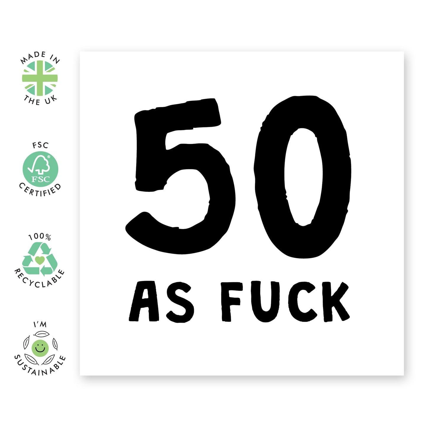 50th Birthday Card For Men Women - 50 As Fuck - Wife Husband Birthday Greeting Card - Happy Fiftieth Birthday Cards For Male Female Friends - Comes With Fun Stickers By Central 23
