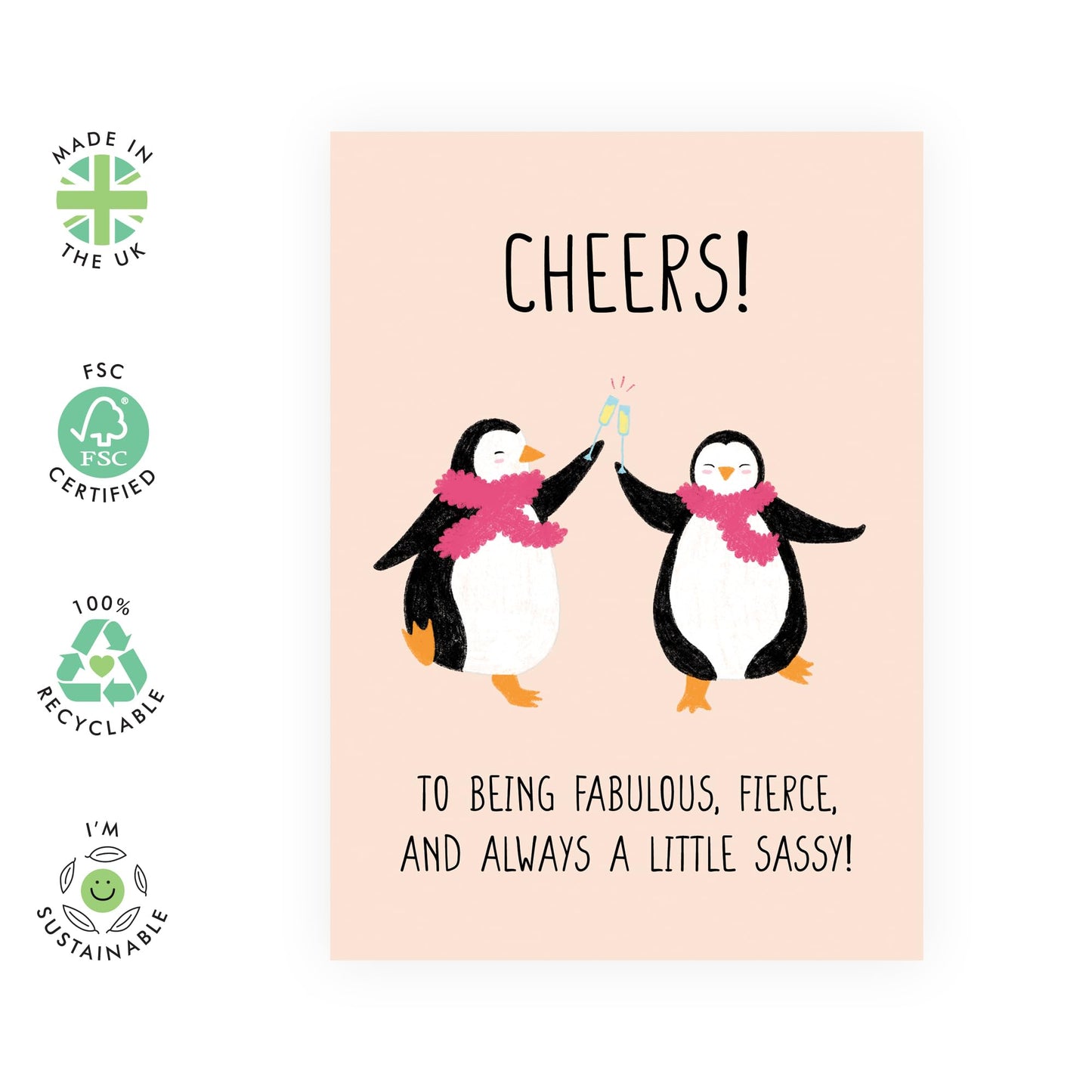 Greeting Card - 'FABULOUS PENGUIN BESTIES' - Perfect for Celebrating a Fabulous Friendship with a Fun Twist - Ideal for Best Friends, Penguin Lovers, BFFs, Besties - Comes with Stickers By Central 23