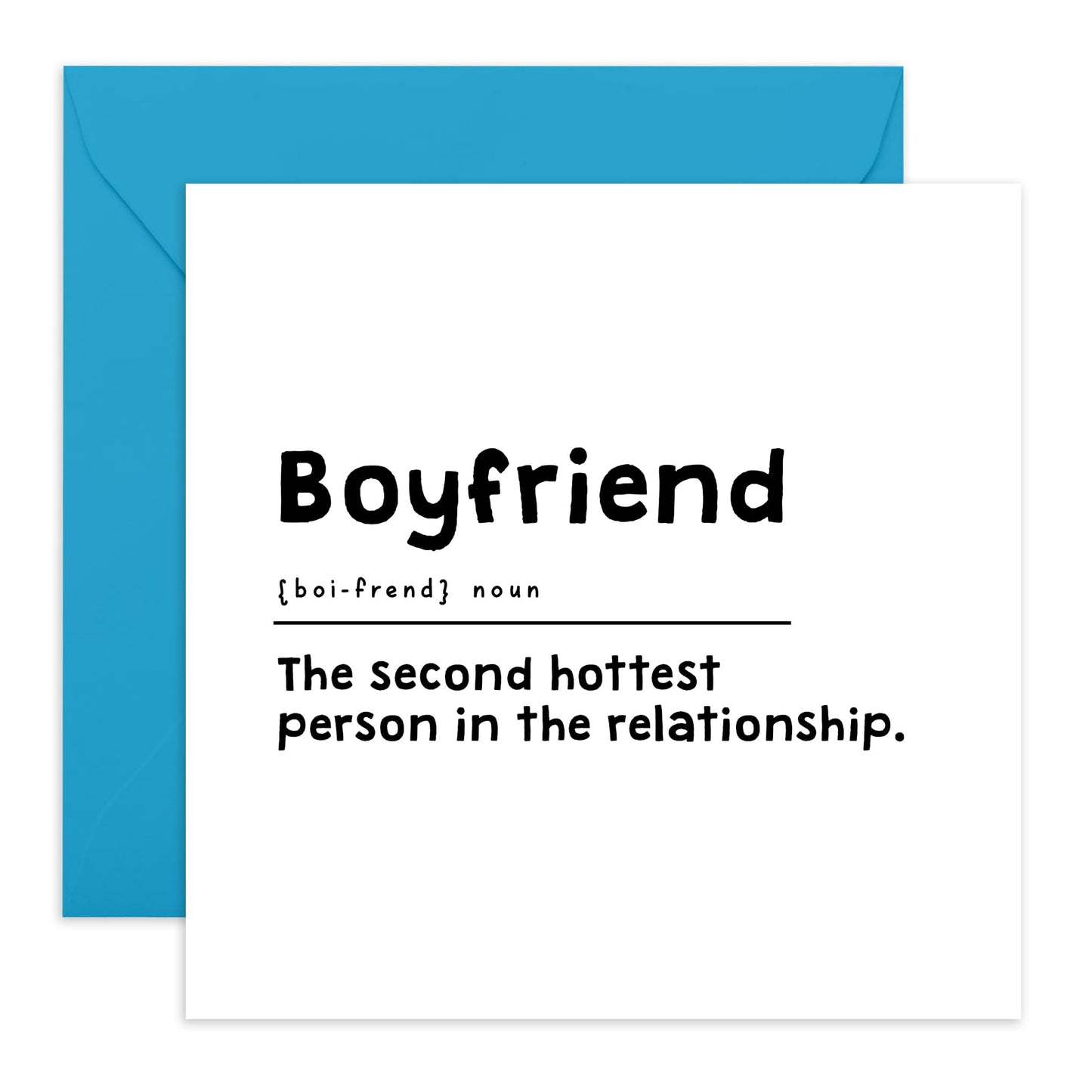 Quirky Greeting Card - 'BOYFRIEND SECOND HOTTEST' - Perfect for Adding a Fun and Flirty Touch to Any Occasion - Ideal for Boyfriends, Partners, and Special Someone - Comes with Stickers By Central 23