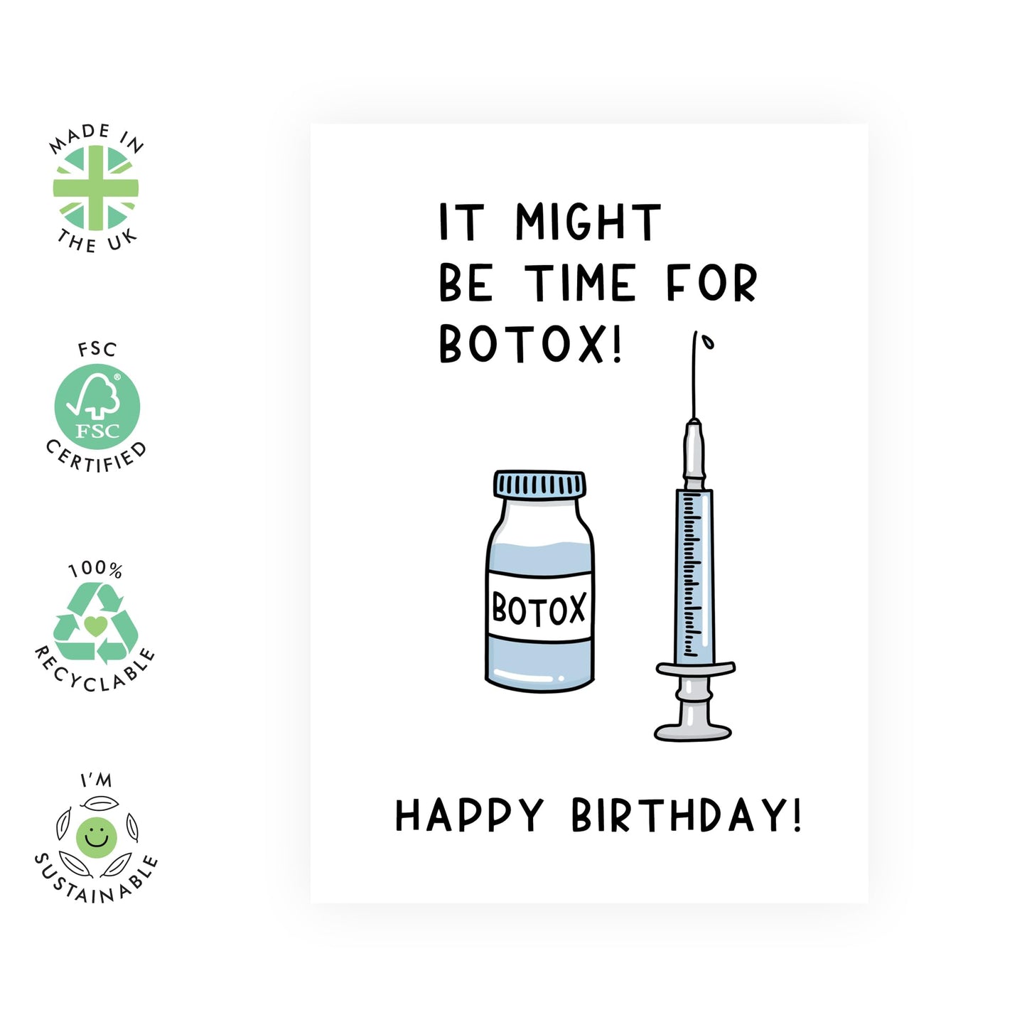 Happy Birthday Cards For Women Hilarious - Botox - Funny Birthday Cards For Friends Sister Aunt Mum Girlfriends - Gifts For Her Them Female Funny - Comes With Stickers By Central 23