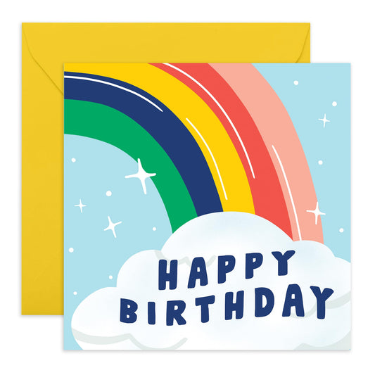Happy Birthday Card Girls And Boys - Happy Birthday Rainbow - Rainbow - Sweet Greeting Cards For Nephew Niece Him Her - Birthday Card For Son Daughter - Comes With Stickers By Central