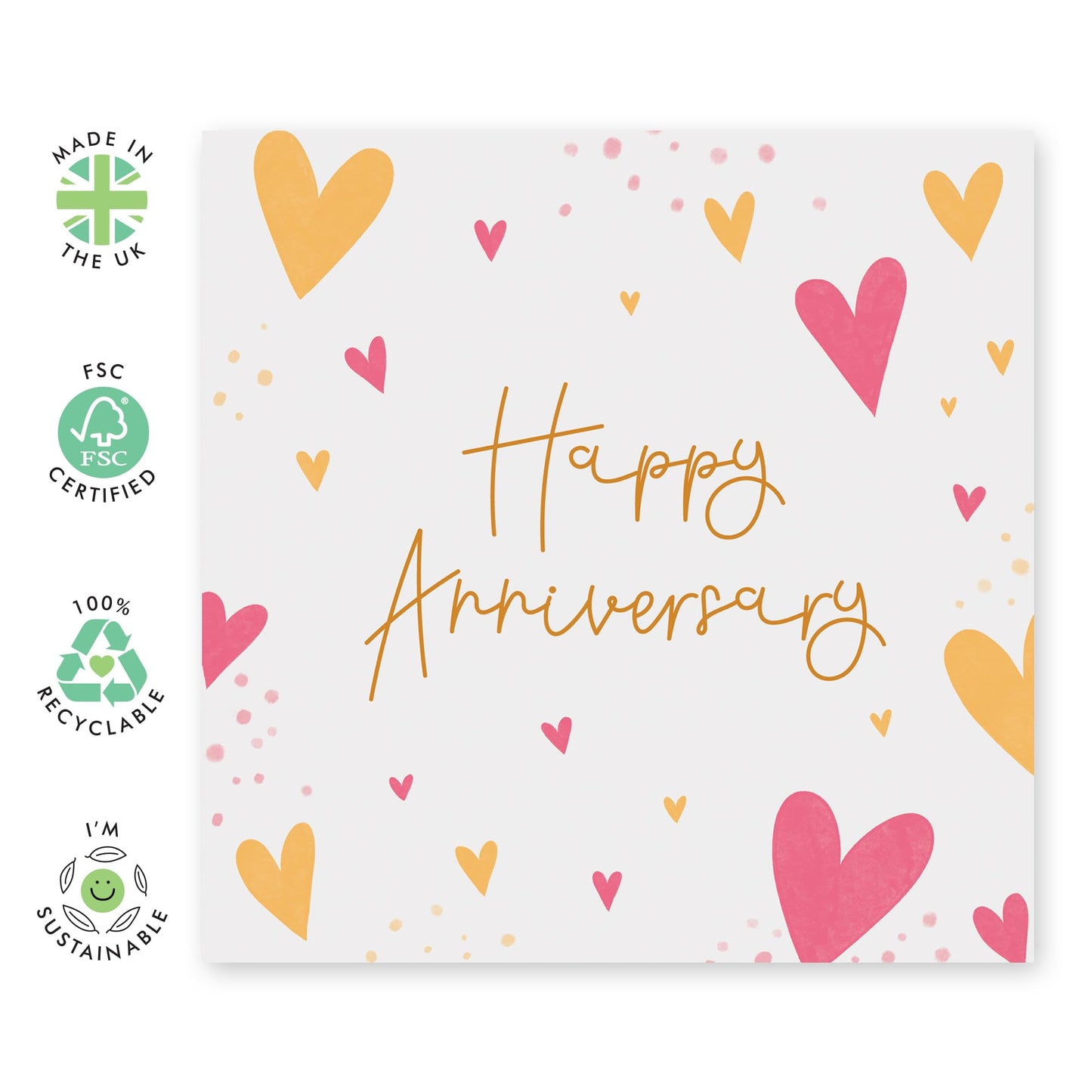 Happy Anniversary' Card - Romantic Heart Design for Couples, Husband, Wife, or Partner - Presents for Celebrating Love - Blank Inside with Premium Pink Envelope