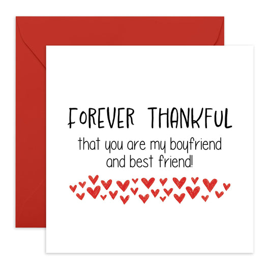 Greeting Card - FOREVER THANKFUL BOYFRIEND - Perfect for Expressing Deep Gratitude & Love - Ideal for Showing Appreciation to Your Boyfriend on Any Special Occasion - Comes With Stickers By Central 23