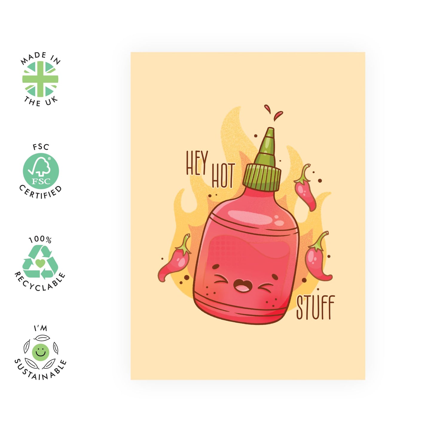 Fun Card - 'HEY HOT STUFF' - Perfect for Adding a Flirty and Playful Touch to Birthdays or Special Occasions - Ideal for Someone Who Loves a Little Humor - Includes Envelope and Stickers by Central 23