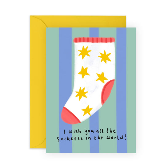 Creatively Funny Greeting Card - 'Sockcess' - Gifts for Co-workers, Friends, Besties, BFF, Son, Daughter, Sister, Colleagues, Partners, Graduates, Brother, Bruv - Success - Comes with Fun Stickers