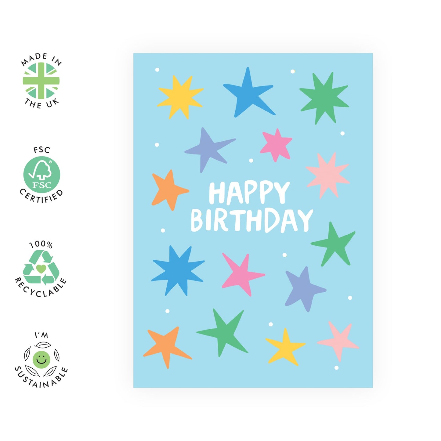 Colourful Stars Birthday Card - 'Stars Birthday' - Gifts for Besties, Best Friends, Colleagues, Officemate, Her, Co-worker, Sister, Grandma, Mum, Auntie - Shining - Comes with Fun Stickers
