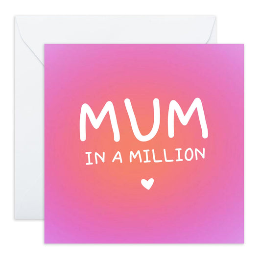 Mum Birthday Card For Women - Mum In A Million - Pink Greeting Cards And Envelopes For Mummy - Happy Mother's Day Cards For Women - Gifts For Her - Comes With Cute Stickers By Central 23