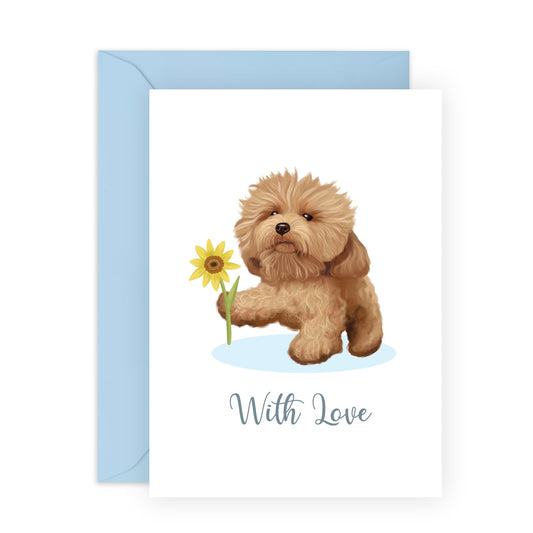Greeting Cards From Dog - With Love Fluffy Dog - Sweet Dog Birthday Card - For Fur Mum Dad - Pet Owner - Doodled A Paw Print Just For You - Gifts From Fur Baby - Comes With Stickers - By Central 23