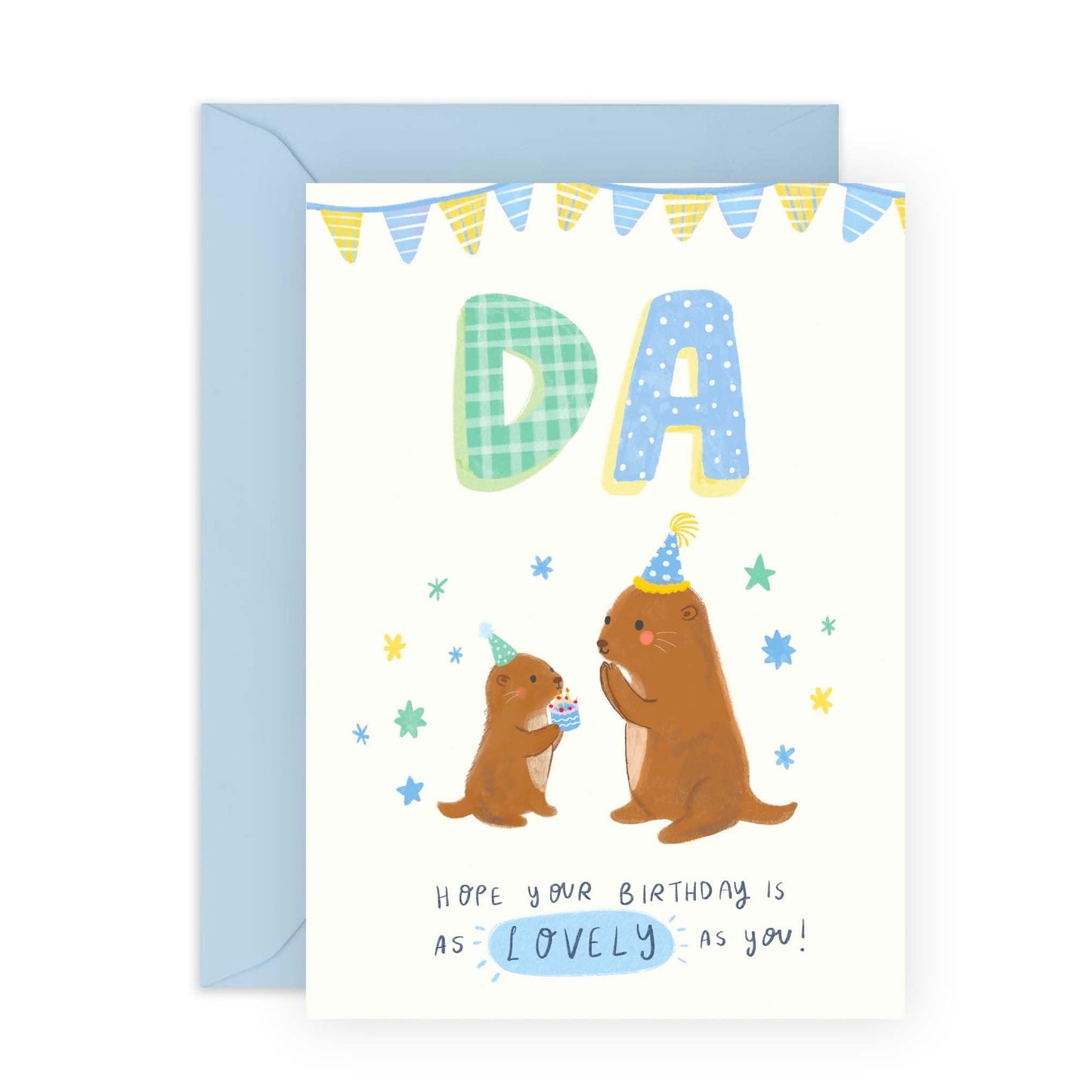 Otter Birthday Cards For Men - Da - Cute Greeting Cards For Grandad Grandpa Dad Father - Birthday Card For Him - Comes With Stickers And Envelope - Blank Inside - By Central 23