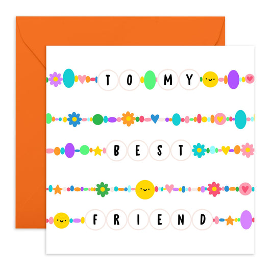 Best Friend Birthday Card - To My Best Friend - Friendship Bead Bracelet - Friend Birthday Cards For Women Female BFF - Gifts For Friends Appreciation Thank You - Comes With Stickers - By Central 23