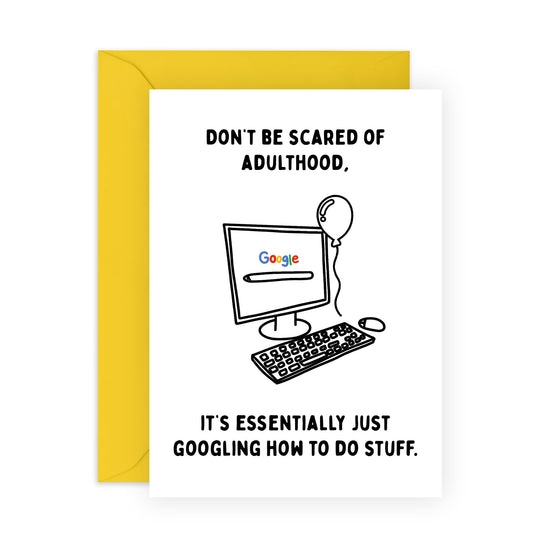 Son Birthday Card Adult - Don't Be Scared Of Adulthood - Daughter Birthday Cards - 18th 21st Birthday Cards For Her Him - Granddaughter Grandson - Comes With Stickers - By Central 23