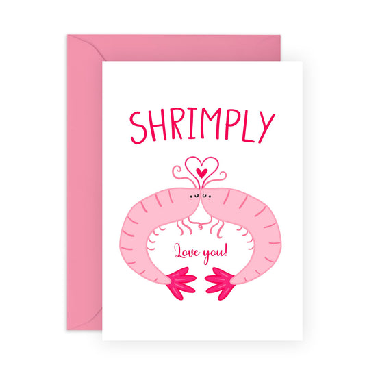 Anniversary Cards For Him - Shrimply Love You - Wedding Anniversary Card For Wife Husband - I Love You Card For Boyfriend Girlfriend - Valentines Day Card Couples - Comes With Stickers - By Central 23