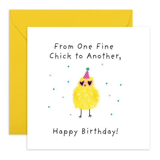 Fun Birthday Card - 'FROM ONE FINE CHICK TO ANOTHER' - Celebrate with a Fabulousness - Perfect for Adding a Lighthearted Touch to Their Special Day - Includes Envelope and Stickers by Central 23