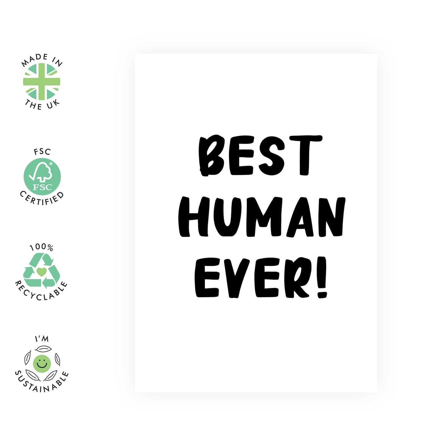 Best Friend Birthday Card - Best Human Ever - Appreciation Gratitude Thank You Cards - Birthday Greeting Cards For Pet Owners - For Men Women - Comes With Stickers - By Central 23