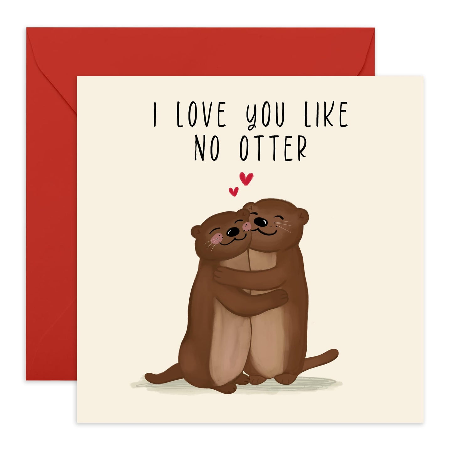 Cute Otter Love Card – ‘I Love You Like No Otter’ Playful Valentine's Day or Anniversary Ideas for Partner, Husband, Wife, Boyfriend, Girlfriend, Him, Her, Babe – Comes with Stickers