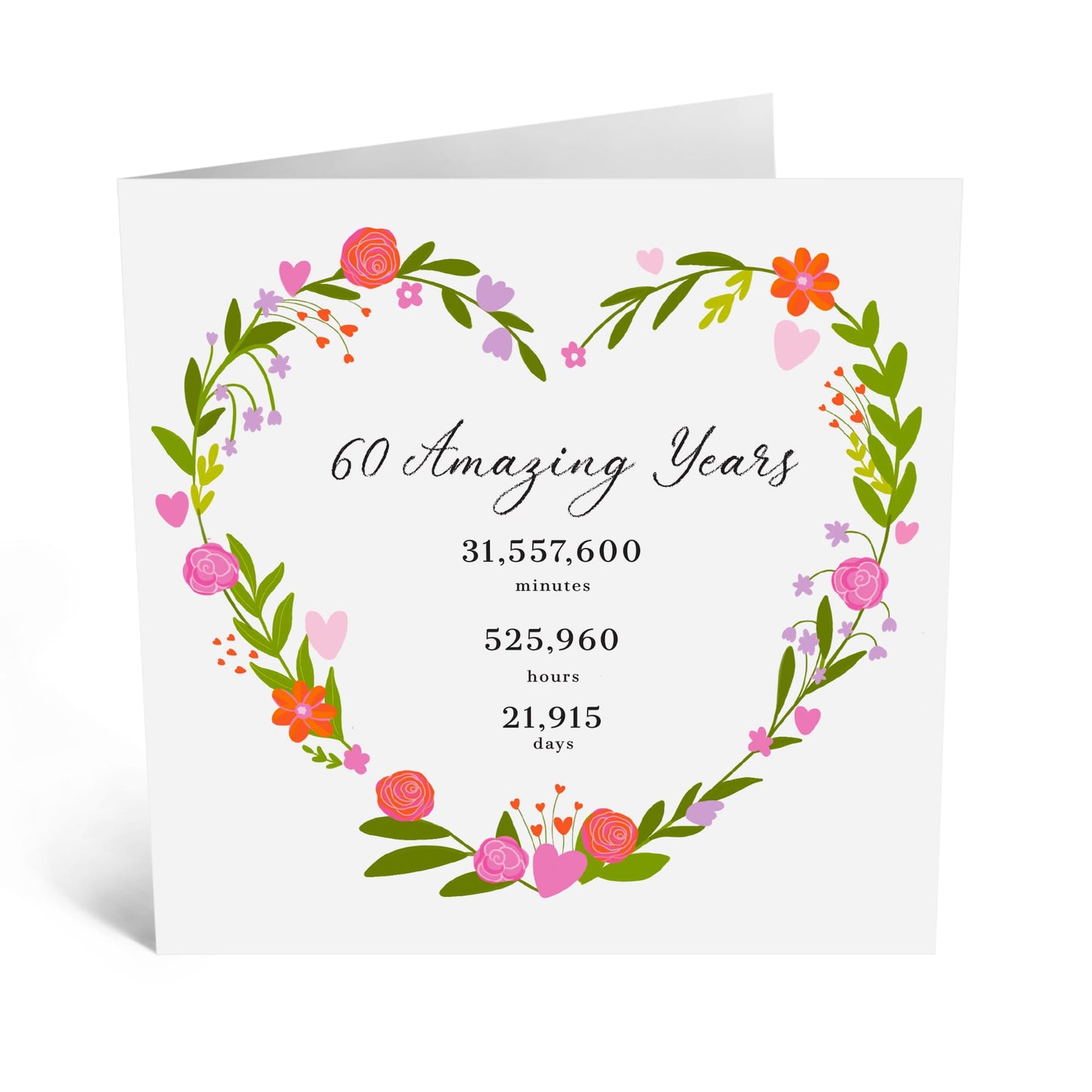 Anniversary Greeting Card - '60 YEARS ANNIVERSARY' - Perfect for Celebrating a Remarkable Milestone - Ideal for Marking Six Wonderful Decades of Love and Commitment - Comes With Stickers By Central 23