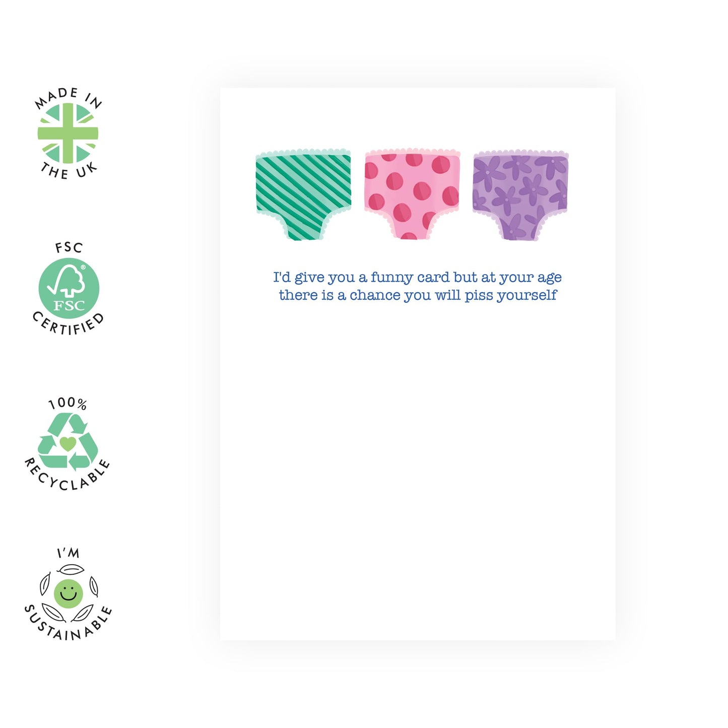 Funny Greeting Card - 'Granny Pants' - Jokes for Aunties, Mum, Mother, Grandma, BFFs, Best Friends, Girlfriend, Wife, Colleagues - For The Oldies - Comes with Fun Stickers