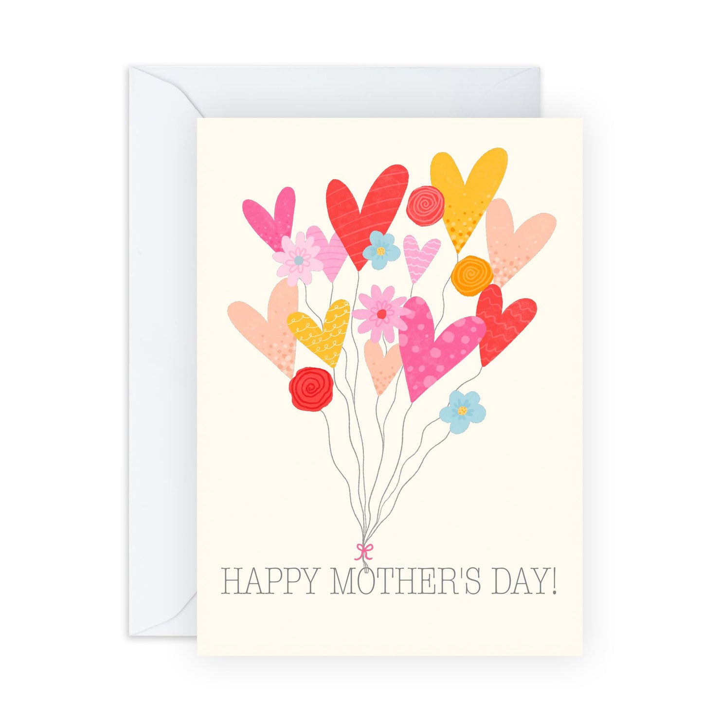 Mother’s Day Card for Her – Heart Balloon & Floral Gifts for Mum, Mummy, Mama, Ma, Mam, Wife, Grandma, Nan, In Law, Sister, Women from Son, Daughter, Husband, Family - Comes with Stickers