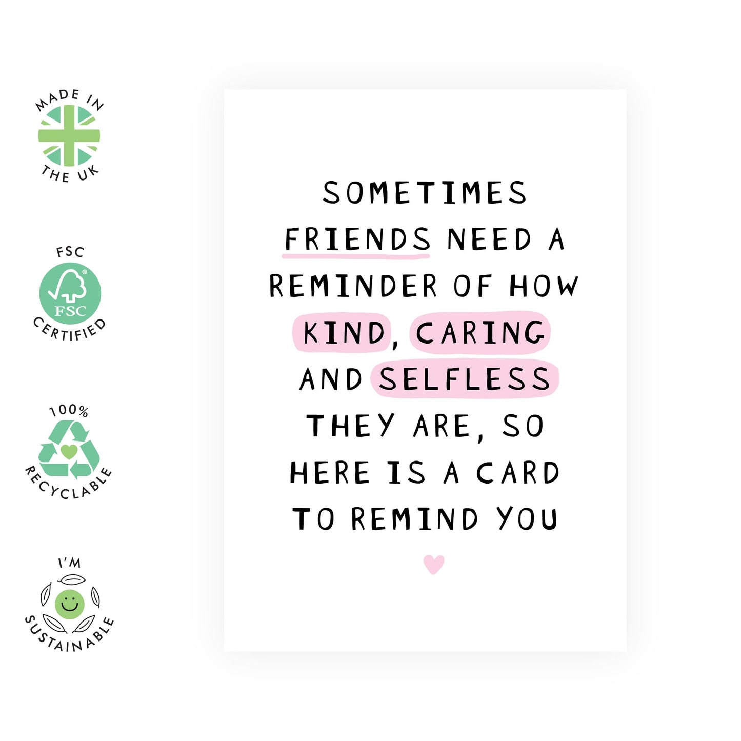 Appreciation Greeting Card - 'Friends' - Sweet Gift for Best Friends, Buddies, Mates, Girlfriends - Thank You Dear Friend - Comes with Fun Stickers