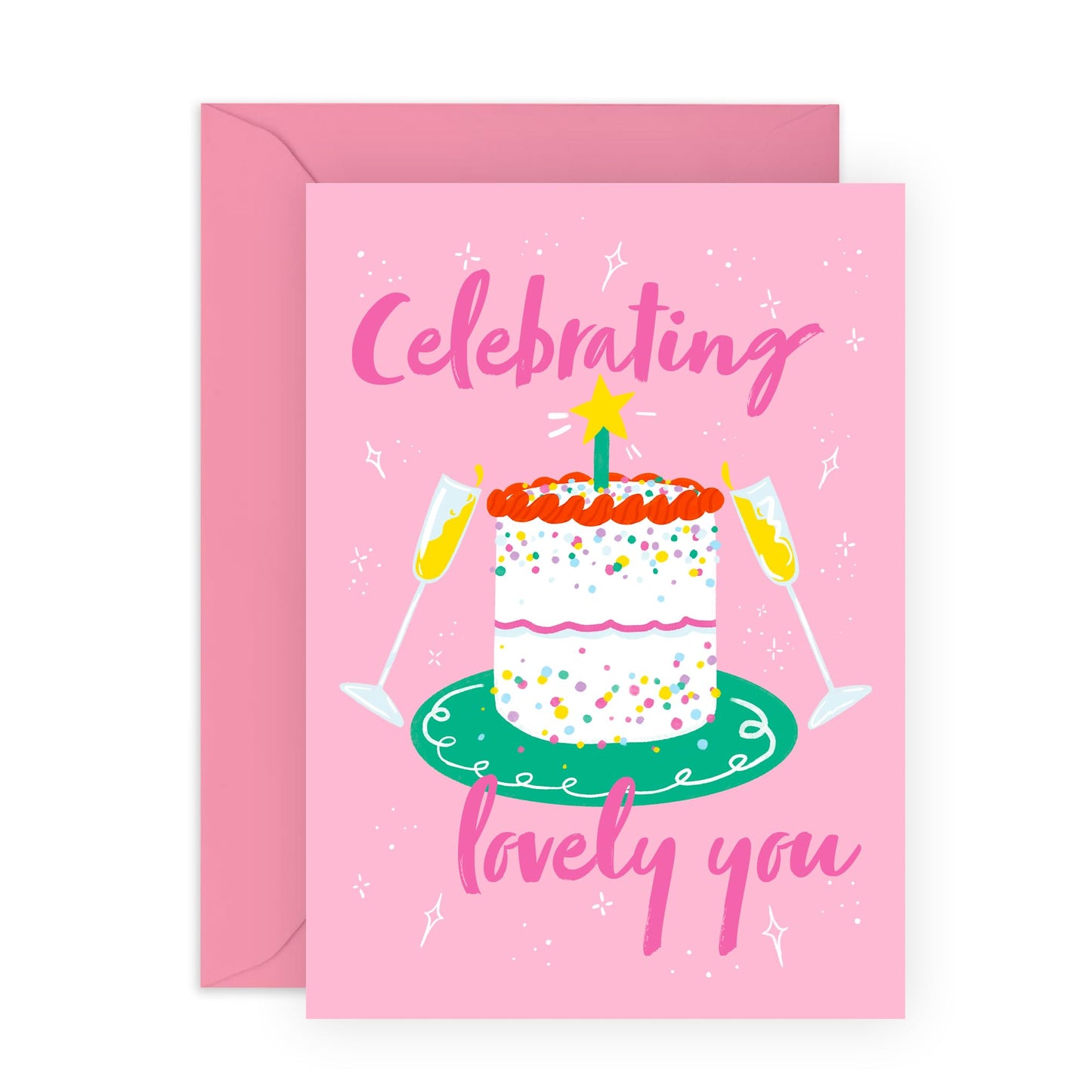 Fun Birthday Cards Her - Celebrating Lovely You Cake - Sister Birthday Card - Best Friend Birthday Card - Cheeky Greeting Cards For Her Mum Aunt - Comes With Fun Stickers By Central 23