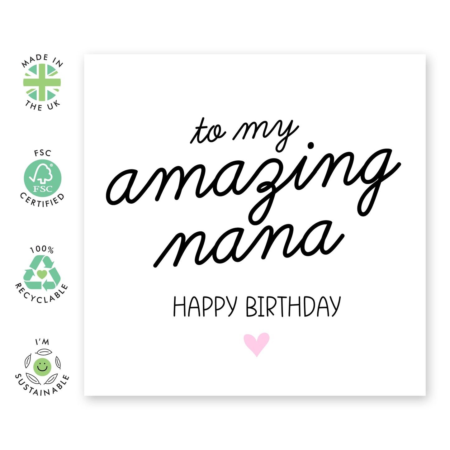 Nan Birthday Card - To My Amazing Nana - Womens Birthday Card - Sweet Birthday Gifts For Grandma - Greeting Cards For Nanny Gran - Comes With Stickers - By Central 23