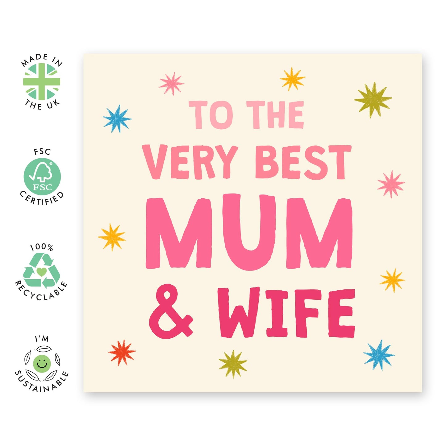 Wife's Birthday Card from Husband - Mum And Wife - I Love You & Thank You Gifts For Her, Spouse, Partner, Ladies, Women, Other Half, Babe - Mothers Day Card - Comes With Stickers And Envelope