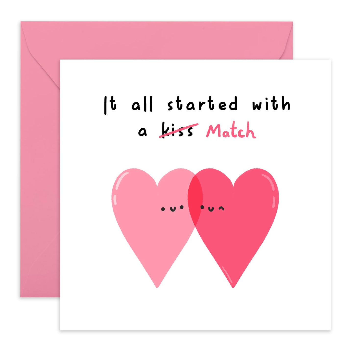 Funny Anniversary Card For Boyfriend - It All Started With A Match - Cheeky Valentines Cards Online Dating App Puns - Engagement Card For Fiance Girlfriend - Comes With Fun Stickers - By Central 23