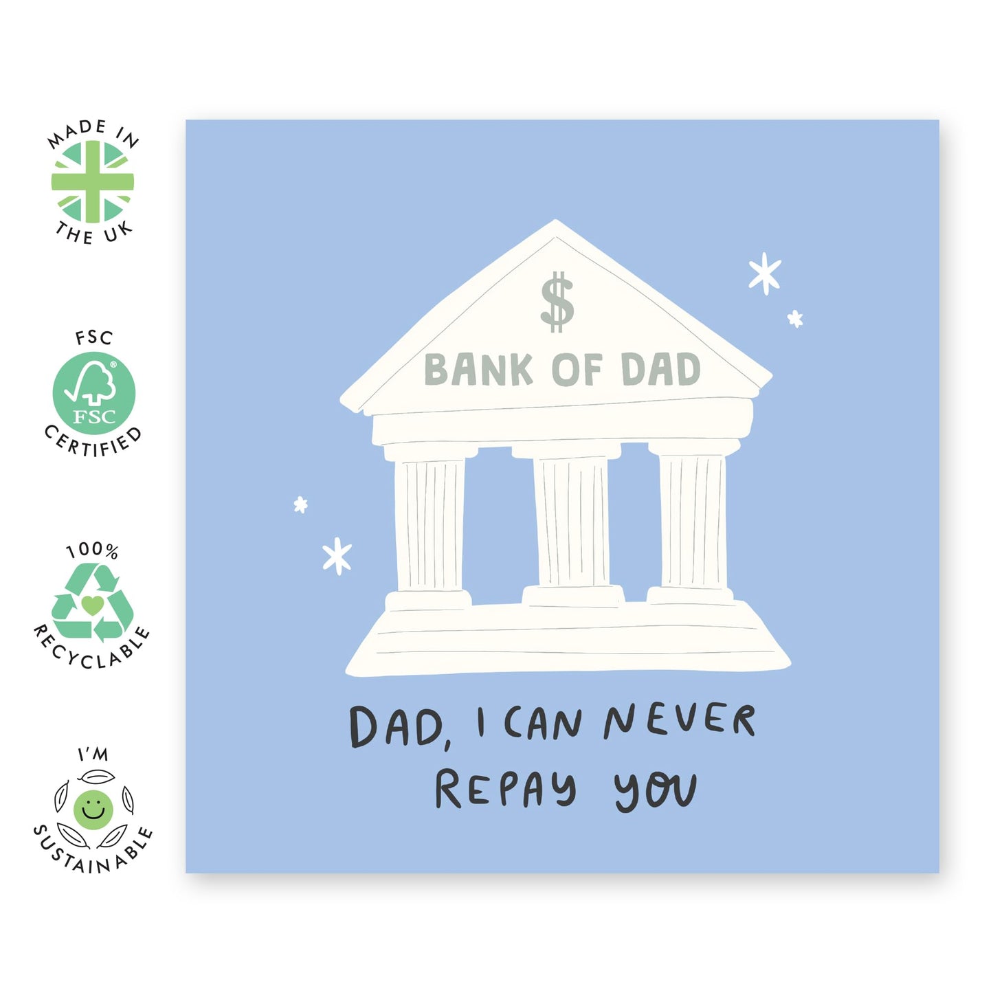 Dad Birthday Cards From Daughter Son - Rural Bank Of Dad - Dad Jokes - Funny Father's Day Cards For Men Papa Pop Daddy Fathers - Humourous Gift For Him - Comes With Stickers By Central 23