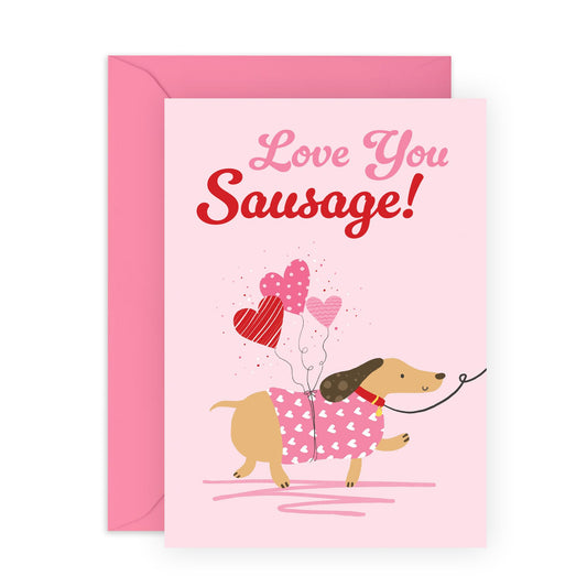Anniversary Card For Couple Husband Wife - Love You Sausage Dog - Valentines Day Card Girlfriend Boyfriend - Greeting Cards For Fiance - Couple - Comes With Fun Stickers By Central 23