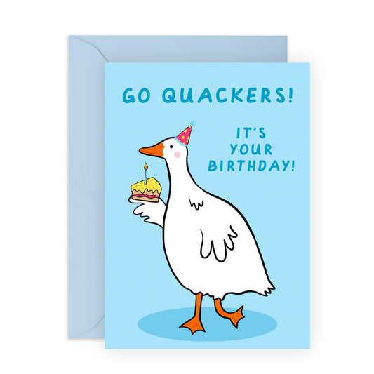 Happy Birthday Best Friend - Go Quackers It's Your Birthday Goose - Funny Birthday Cards For Men And Women - Gifts For Him Her - Comes With Fun Stickers - By Central 23