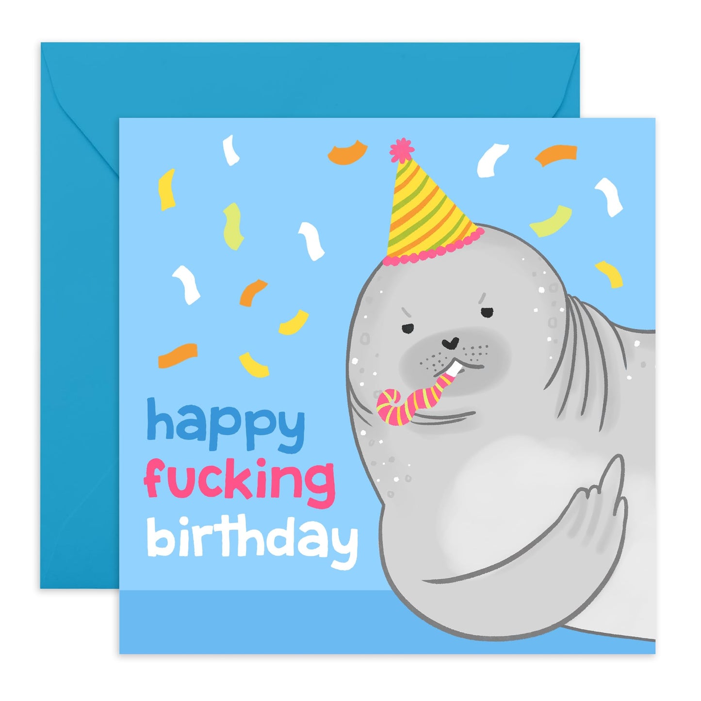 Birthday Card For Men - Happy Fucking Birthday Seal - Humour Birthday Cards For Husband - Dad Daddy - For Male Friend - Comes With Fun Stickers By Central 23