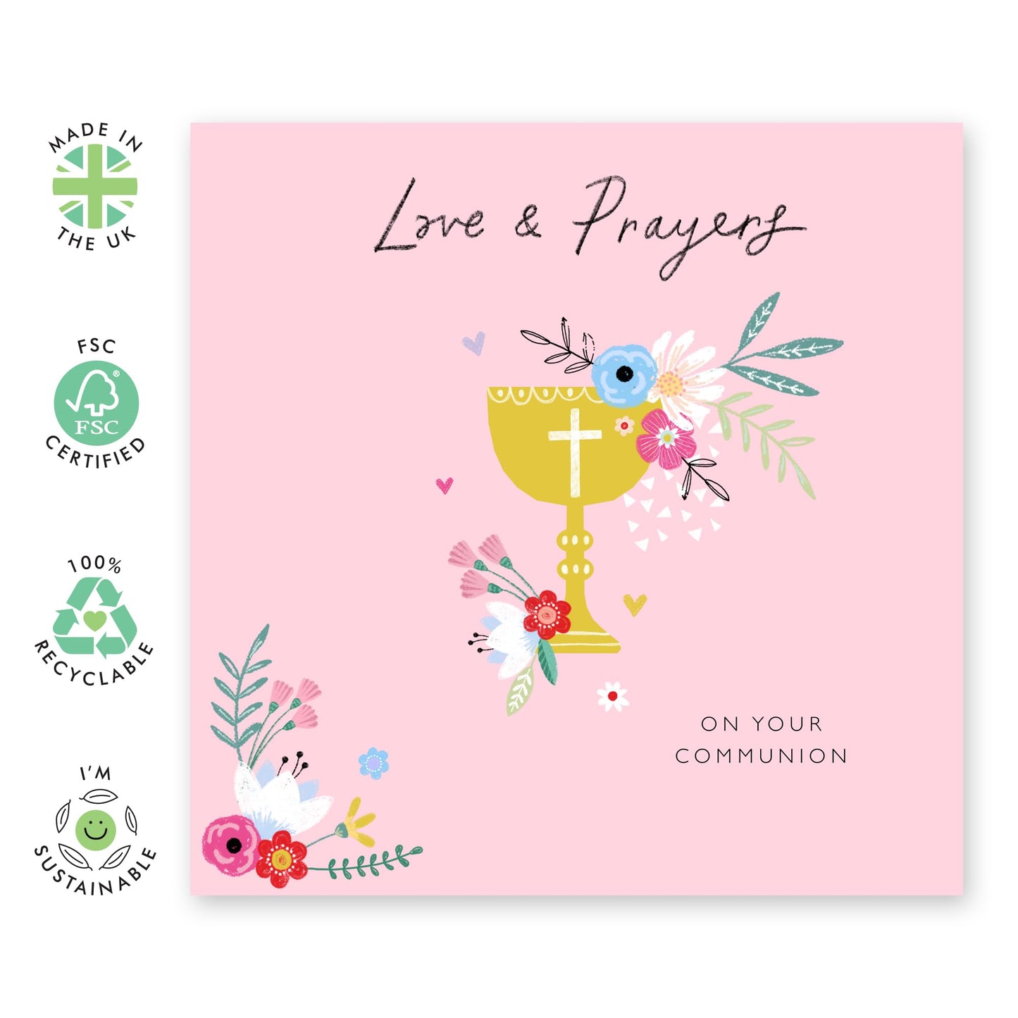 First Communion Cards For Girls - Love And Prayers On Your Communion - Religious Greeting Cards With Envelopes - Gifts For Granddaughter Goddaughter Niece - Comes With Fun Stickers - By Central 23